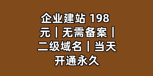 企业建站 198 元｜无需备案｜二级域名｜当天开通永久